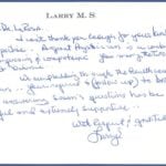 Thank you note from patient Thank you note from patient